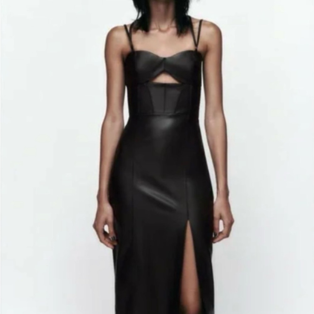 Zara Black Cut Out Backless Sheath Midi Dress - SMALL